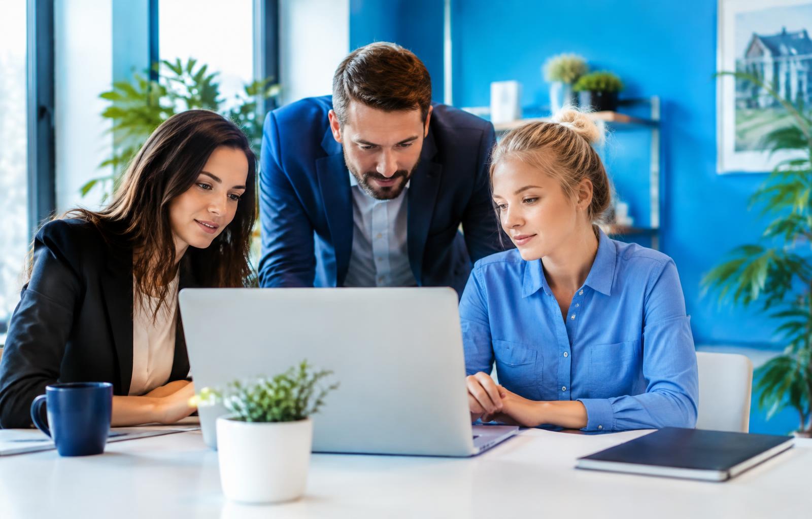 A letting team reviewing branded property reports